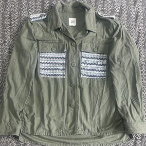 GAP Olive Green Shirt with Striped Pockets